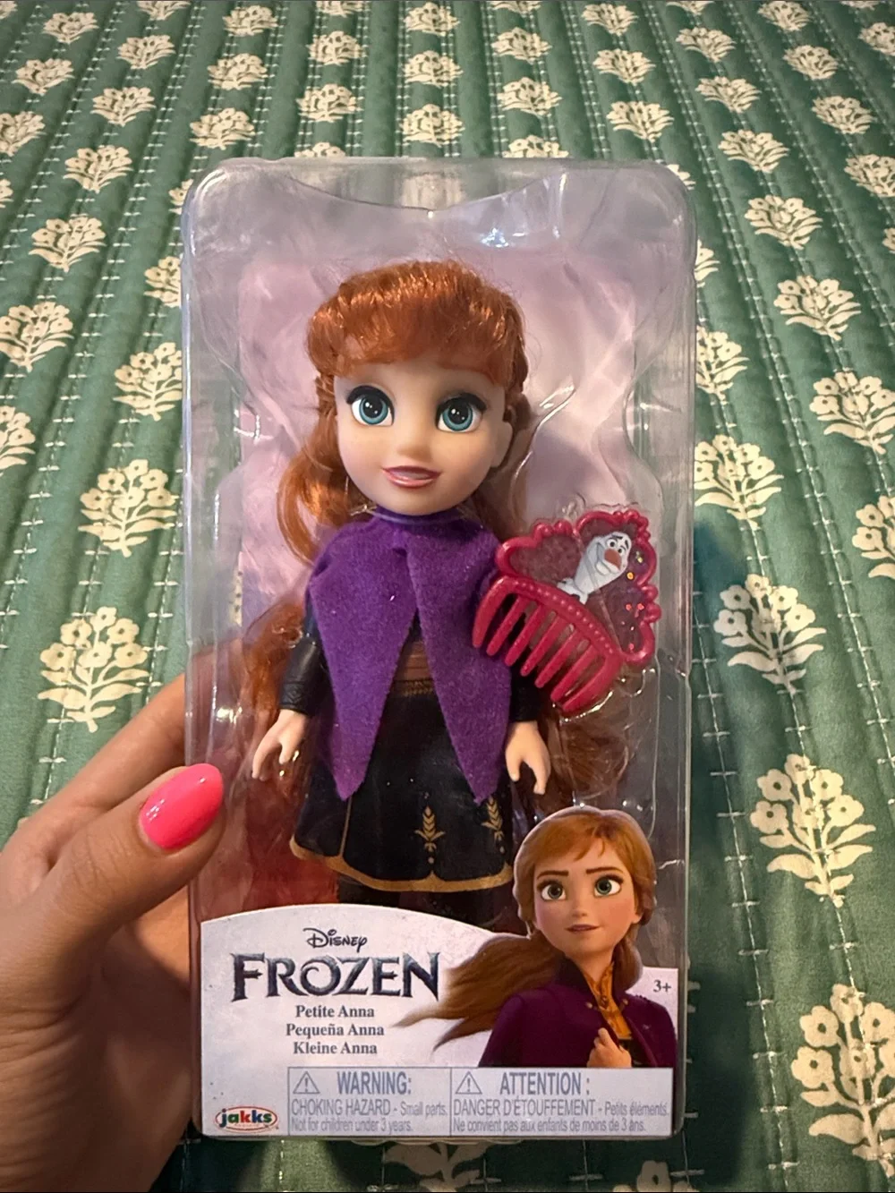 Disney Anna Petite Doll — Purple Cape, Black Dress, Pink Comb